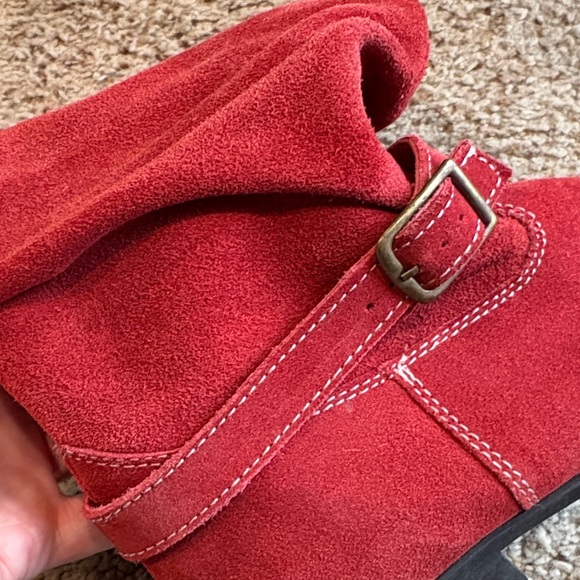 Henri Pierre Red Suede slouchy Women's Boots size 8 - Picture 2 of 8